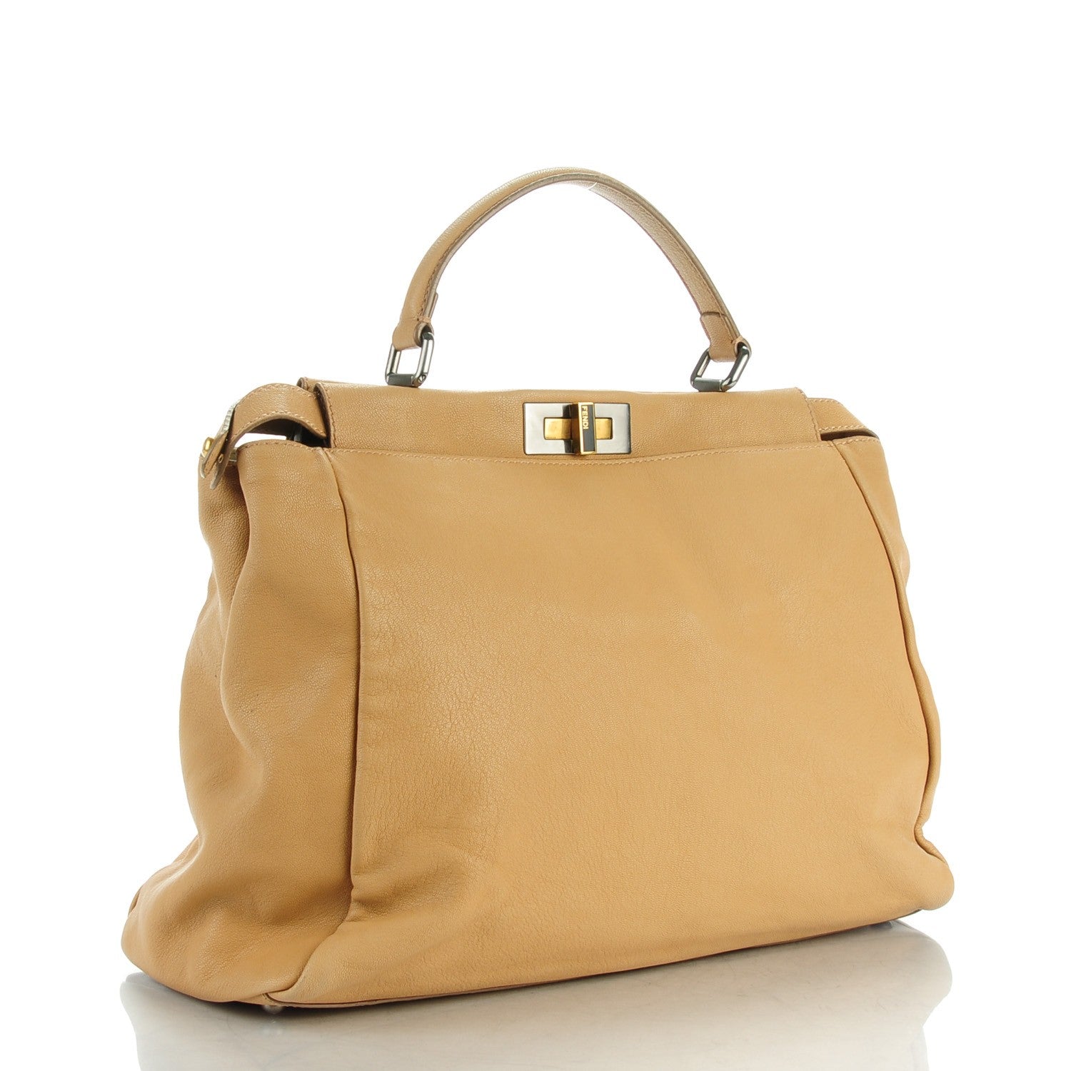 Fendi Goatskin Large Peekaboo Iconic Satchel Grigio Black 3 of 9