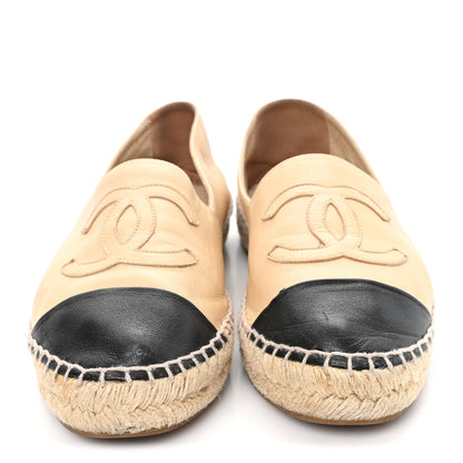 Chanel Lambskin CC Espadrilles 39 Beige Black 3 of 10