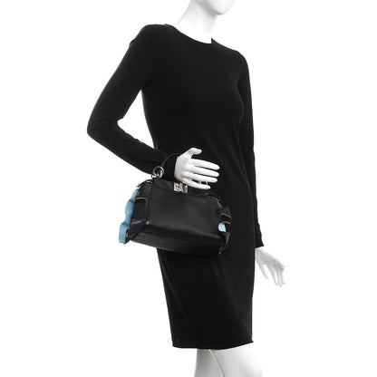 Fendi Nappa Waves Bi-Color Mini Peekaboo Iconic Satchel Black Turchese 2 of 9