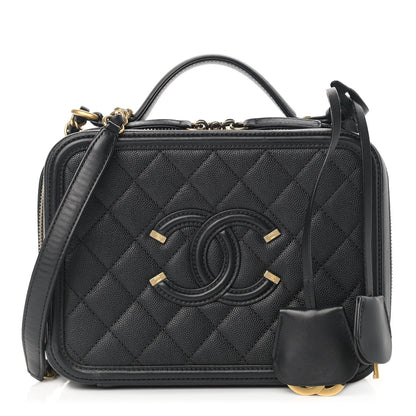 Chanel Caviar Quilted Medium CC Filigree Vanity Case Black 1 of 11