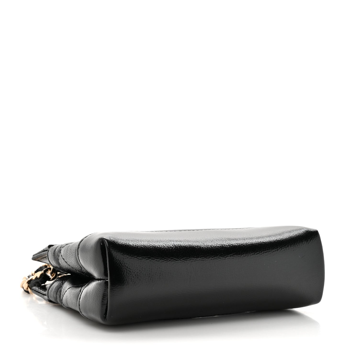 Shiny Lambskin Quilted Micro 31 Clutch With Chain Black