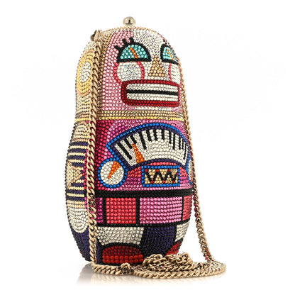 Judith Leiber Crystal Robot Russian Doll Minaudiere Clutch Gold Multicolor 3 of 12
