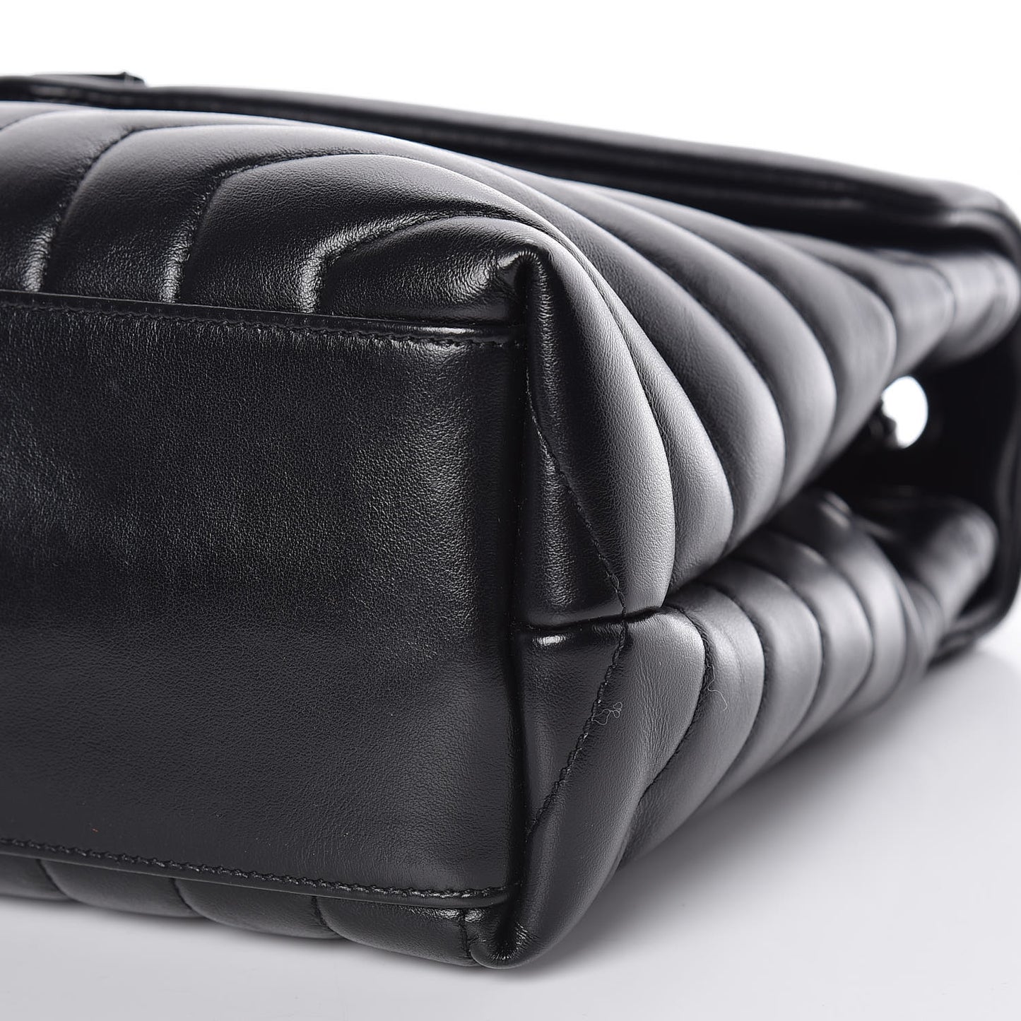 Calfskin Y Quilted Monogram Medium Loulou Chain Satchel Black