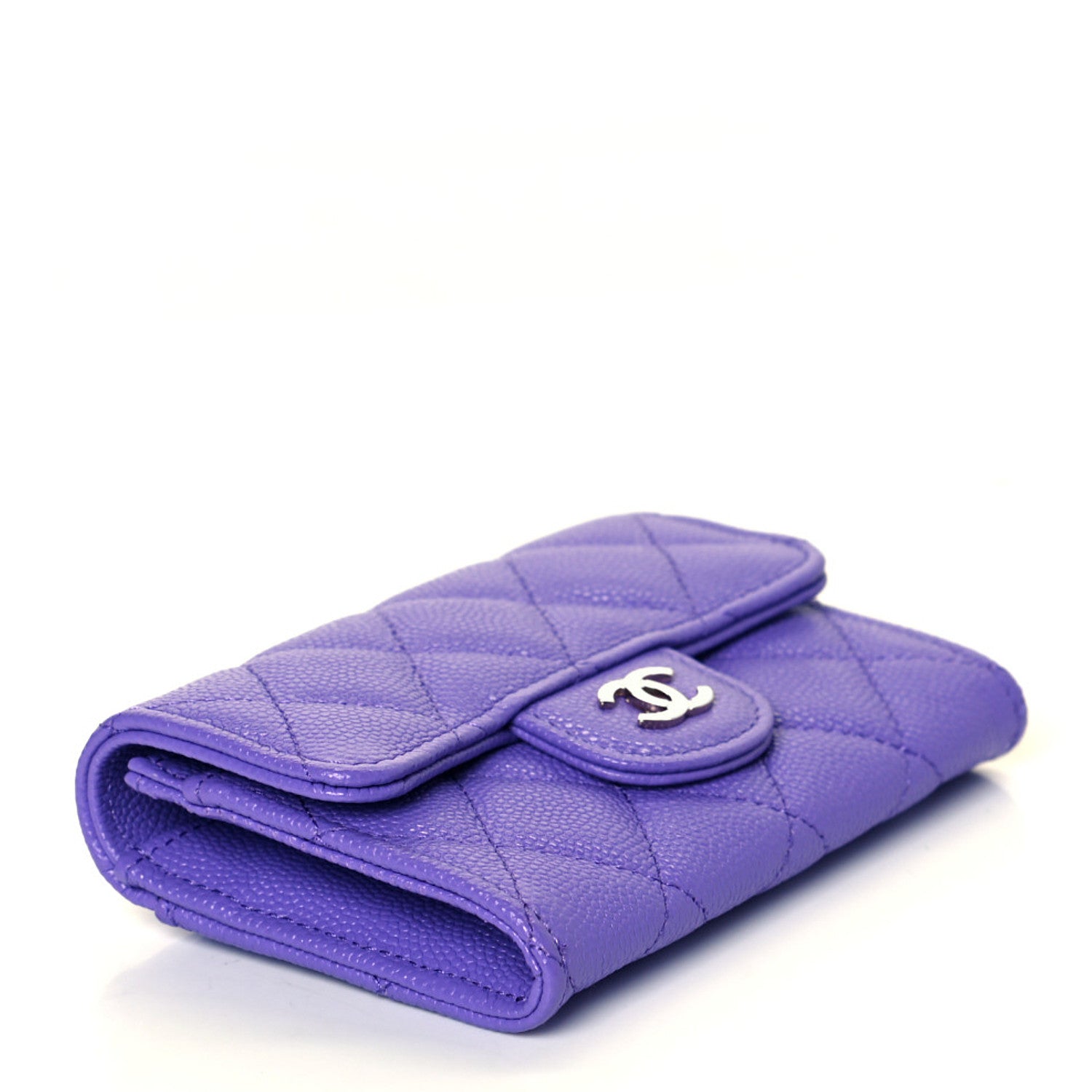 Chanel Caviar Quilted Flap Card Holder Wallet Purple 3 of 9
