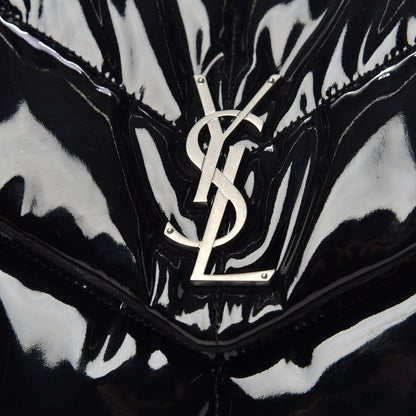 Saint Laurent Patent Lambskin Quilted Medium Loulou Puffer Monogram Chain Satchel Black 11 of 11