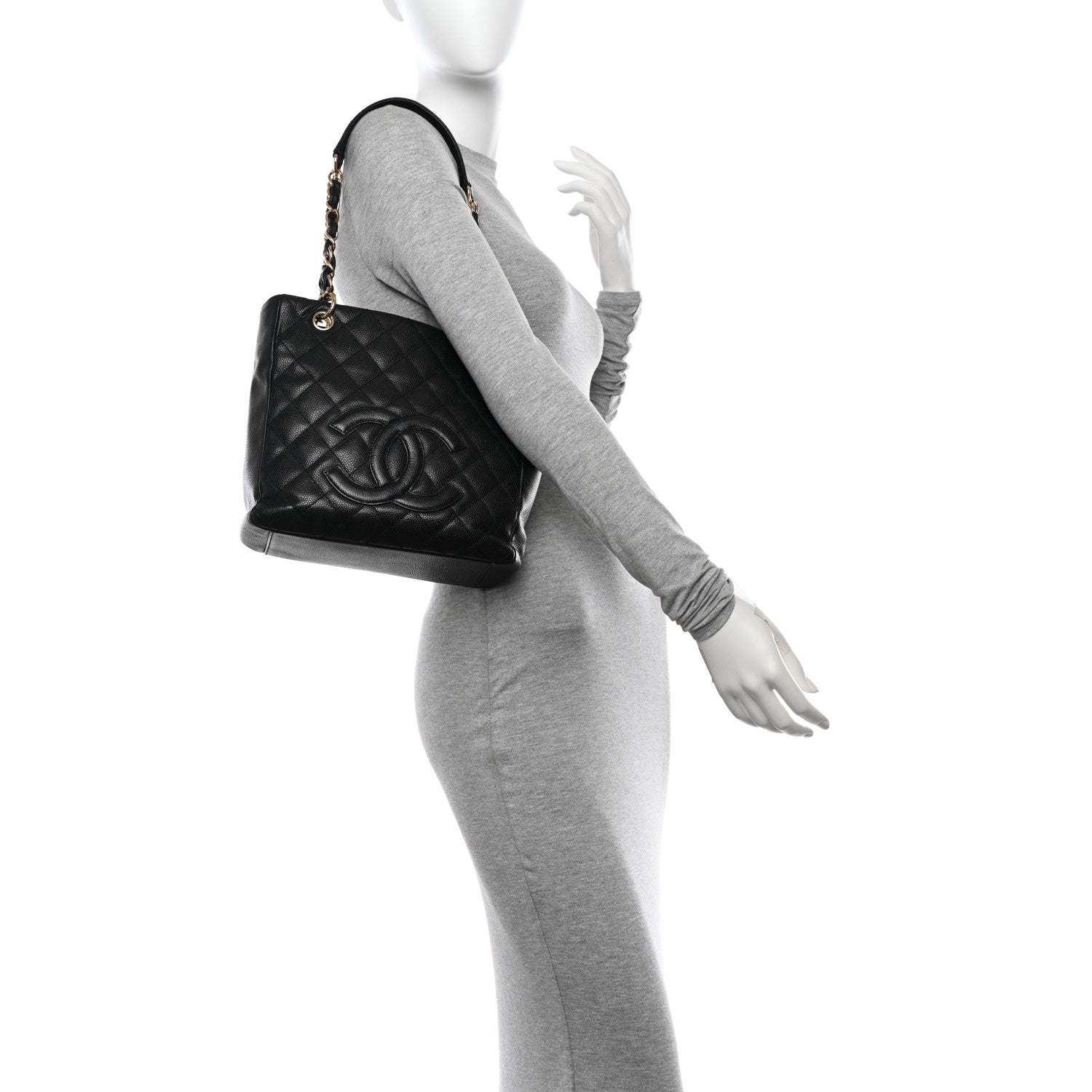 Chanel Caviar Quilted Petit Shopping Tote PST Black 2 of 13