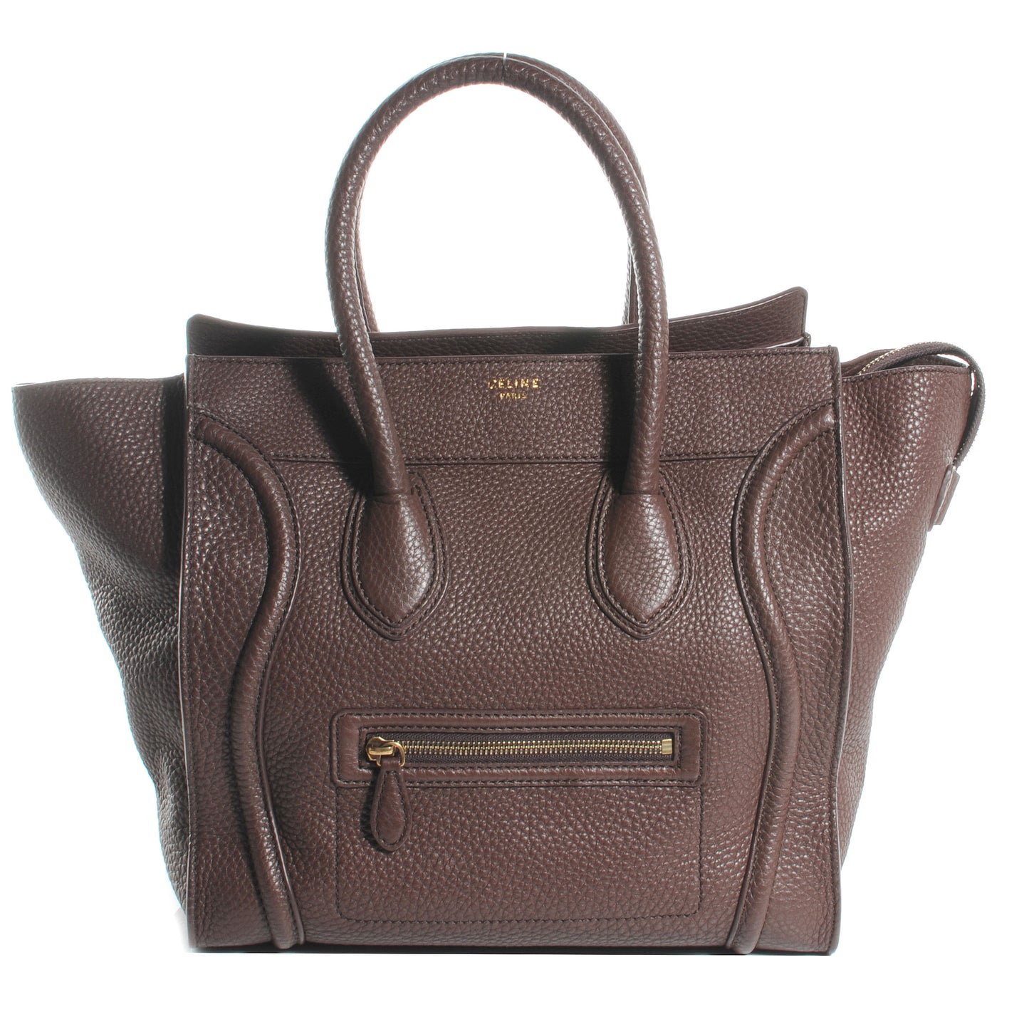 Pebbled Leather Mini Luggage Bag Chocolate