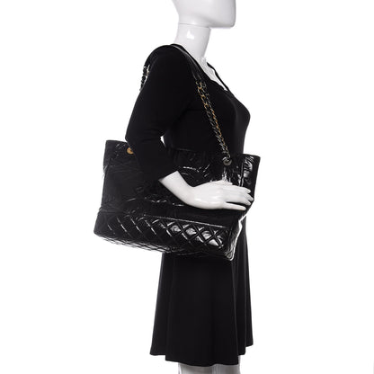 Chanel Shiny Aged Calfskin Quilted Large Shopping Bag Black 2 of 12