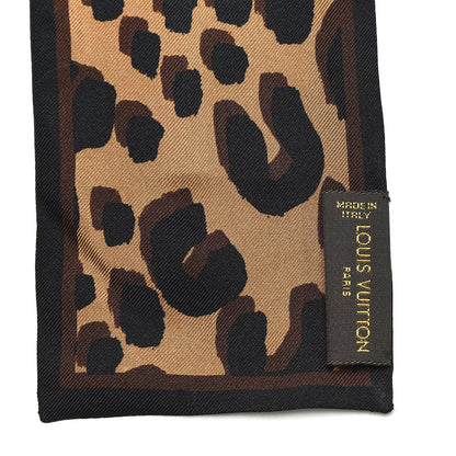 Louis Vuitton Silk Leopard Bandeau Scarf Marron 4 of 7