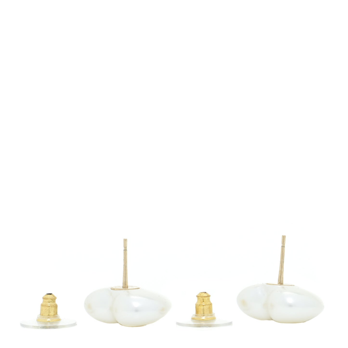 Pearl Crystal CC Heart Earrings Gold