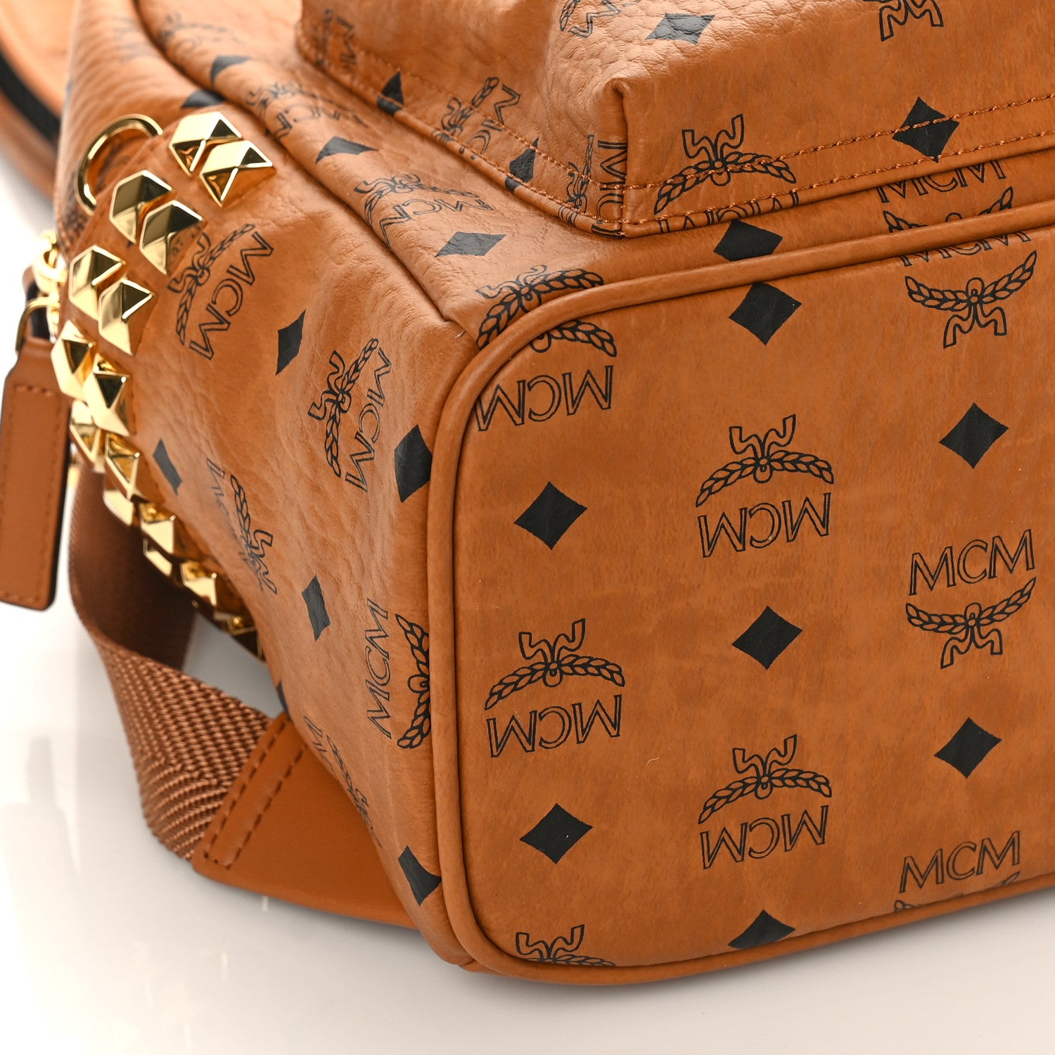 MCM Visetos Small Side Stud Stark Backpack Cognac 7 of 8
