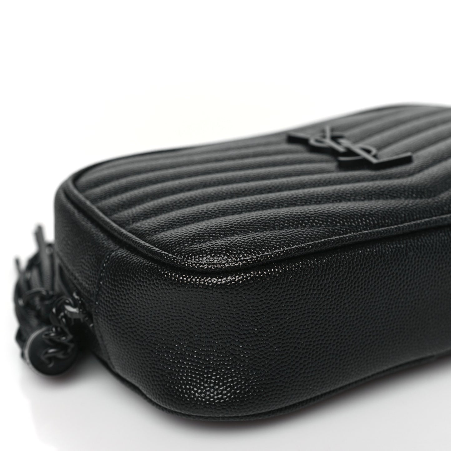 SAINT LAURENT Grain De Poudre Matelasse Monochrome Monogram Mini Lou Camera Bag Black