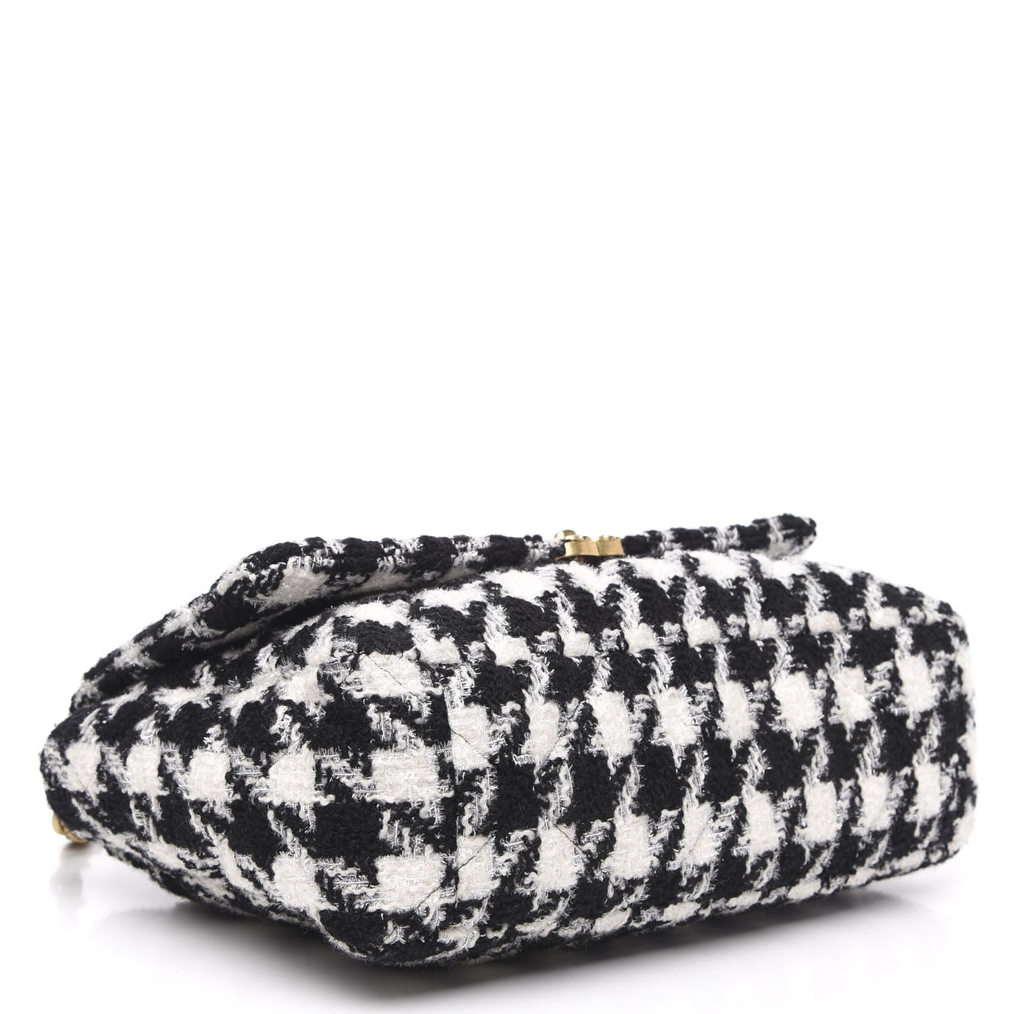Tweed Quilted Maxi 19 Flap Black Ecru White