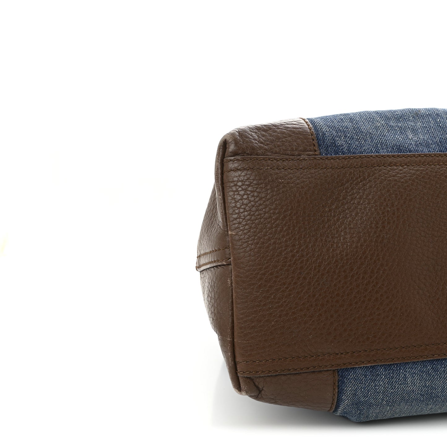 Denim Pebbled Calfskin Medium Soho Chain Shoulder Bag Blue Brown