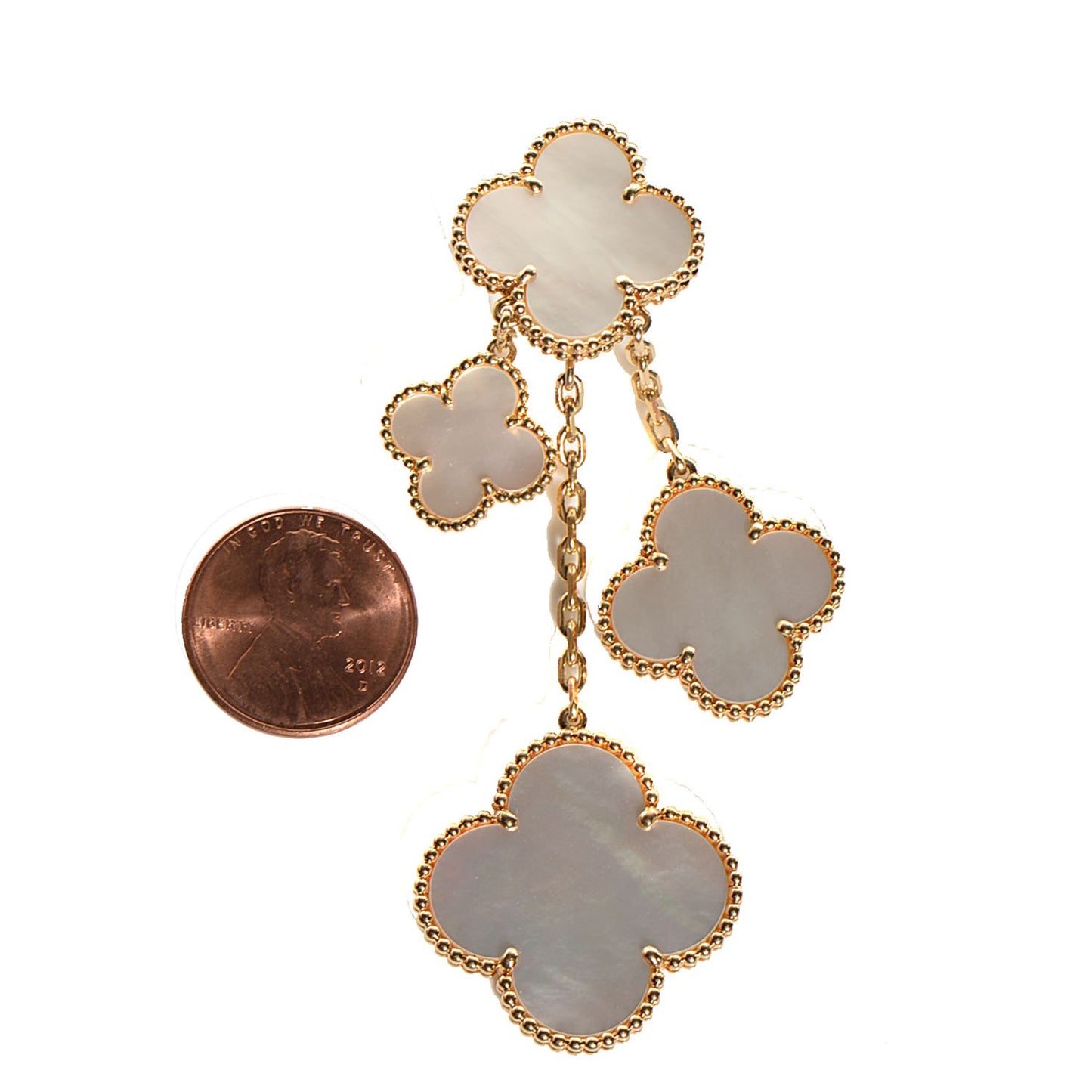 18K Yellow Gold Mother of Pearl Magic Alhambra 4 Motif Earrings