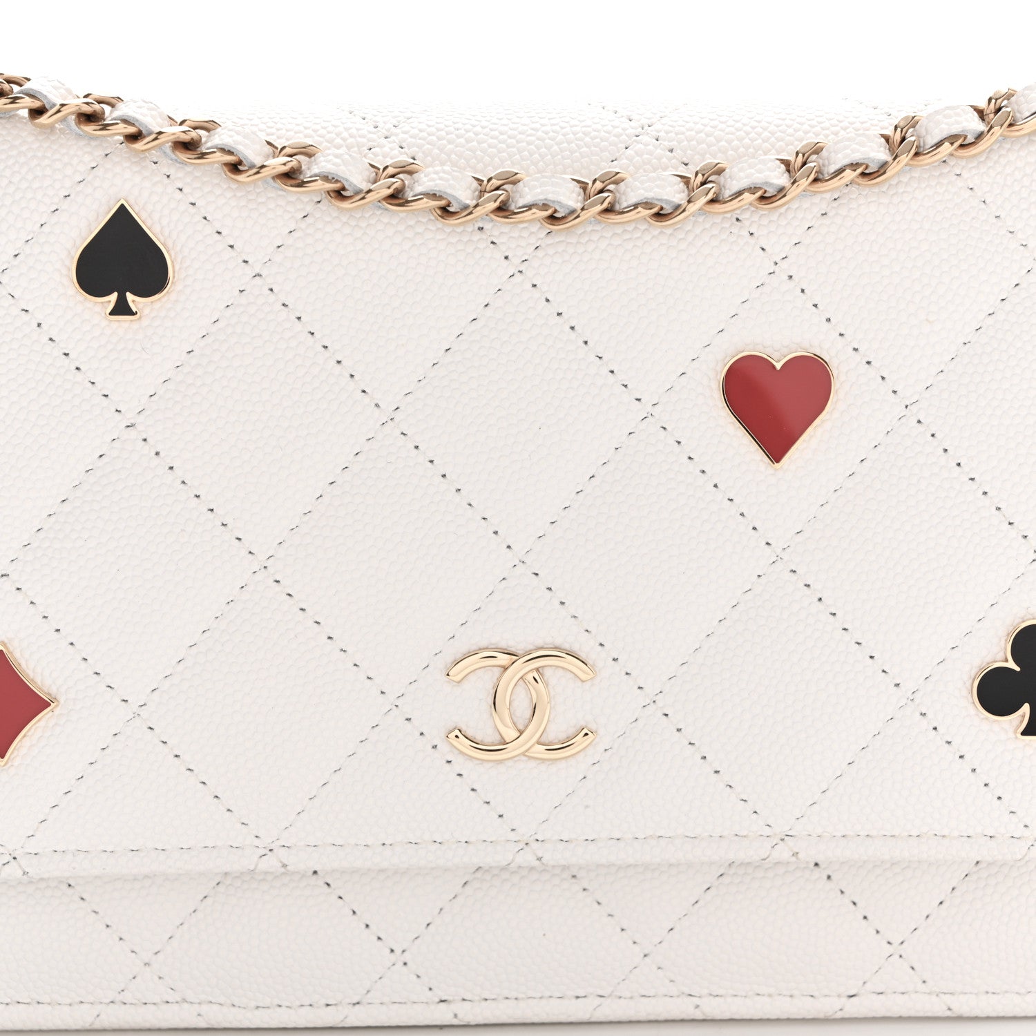 Chanel Caviar Quilted Enamel Coco Casino Wallet On Chain WOC White 9 of 12