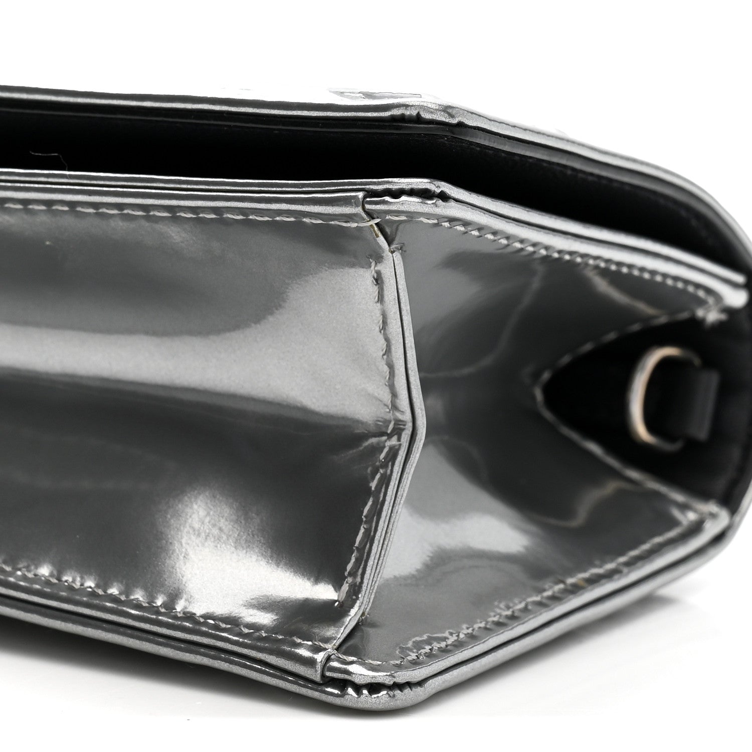 Christian Dior Metallic Patent Micro-Cannage Baby Diorama Flap Bag Silver 10 of 12