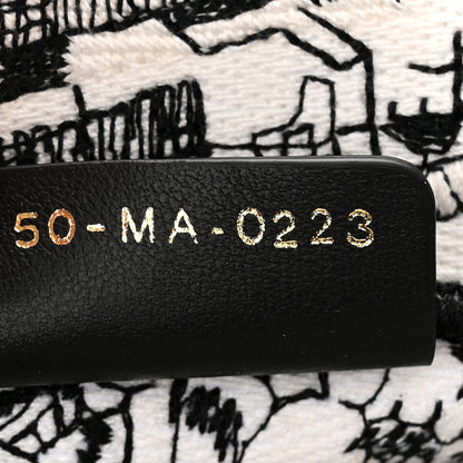 Christian Dior Canvas Embroidered Large Plan De Paris Book Tote White Black 8 of 13