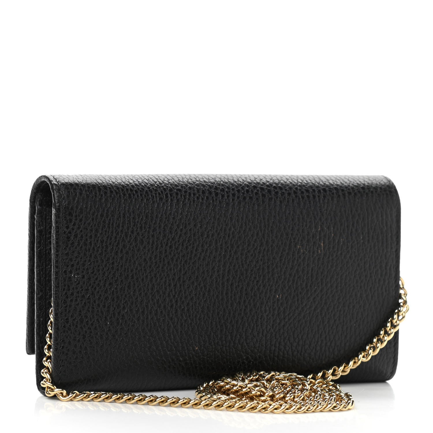 Gucci Calfskin Petite GG Marmont Wallet Chain Bag Black 3 of 12