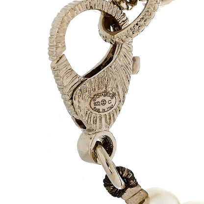 Chanel Graduated Pearl Crystal CC Bracelet Gold 4 of 4