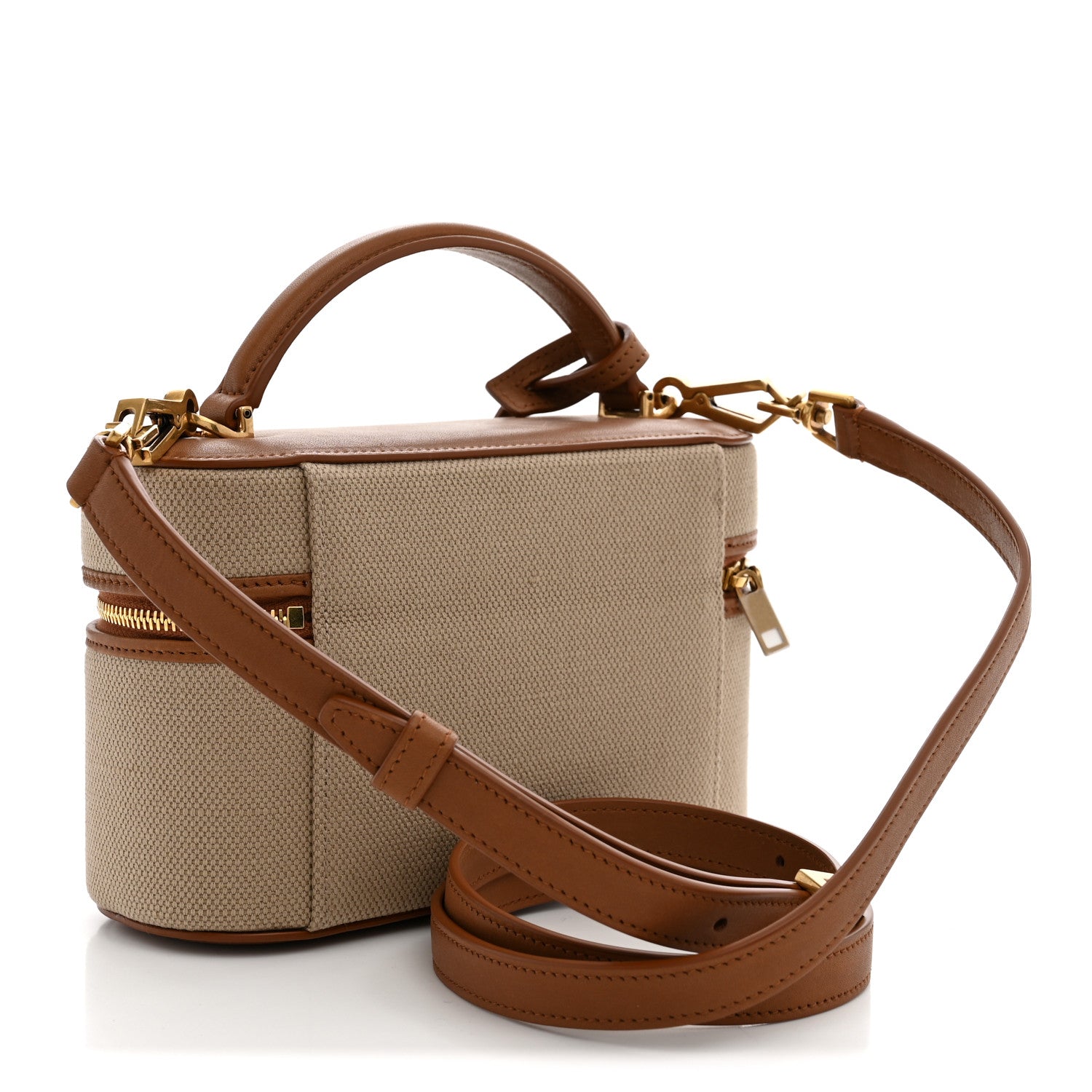 Saint Laurent Canvas Calfskin Mini Gaby Vanity Case  Desert Dust Brick 3 of 10