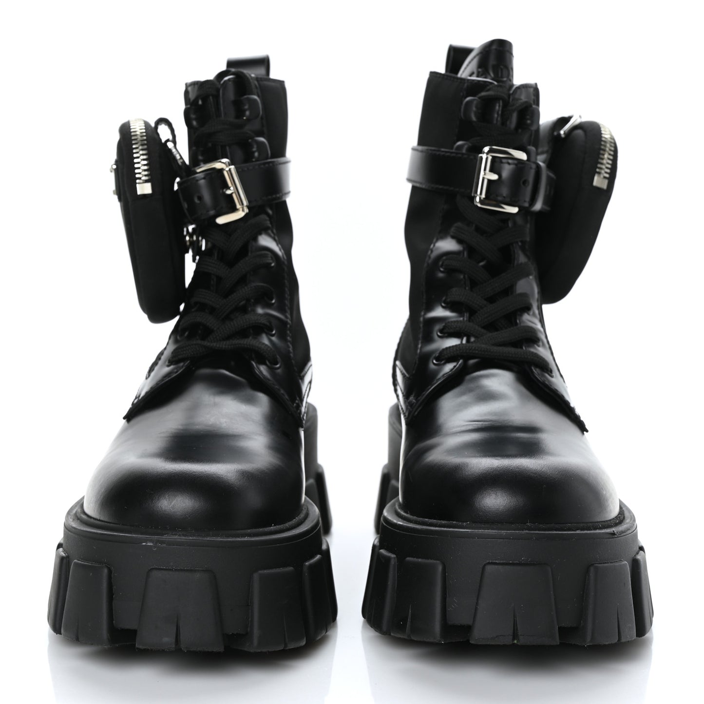 Spazzolato Rois Nylon Metal Triangle Logo Monolith Pouch Pocket 55mm Boots 37.5 Black