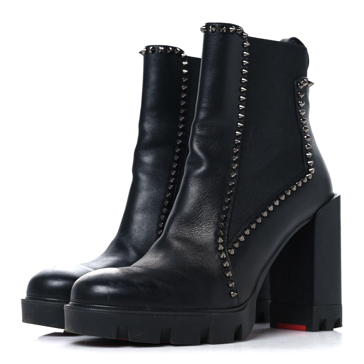 Christian Louboutin Nappa Out Line Spike Lug 100 Boots 41 Black 4 of 8