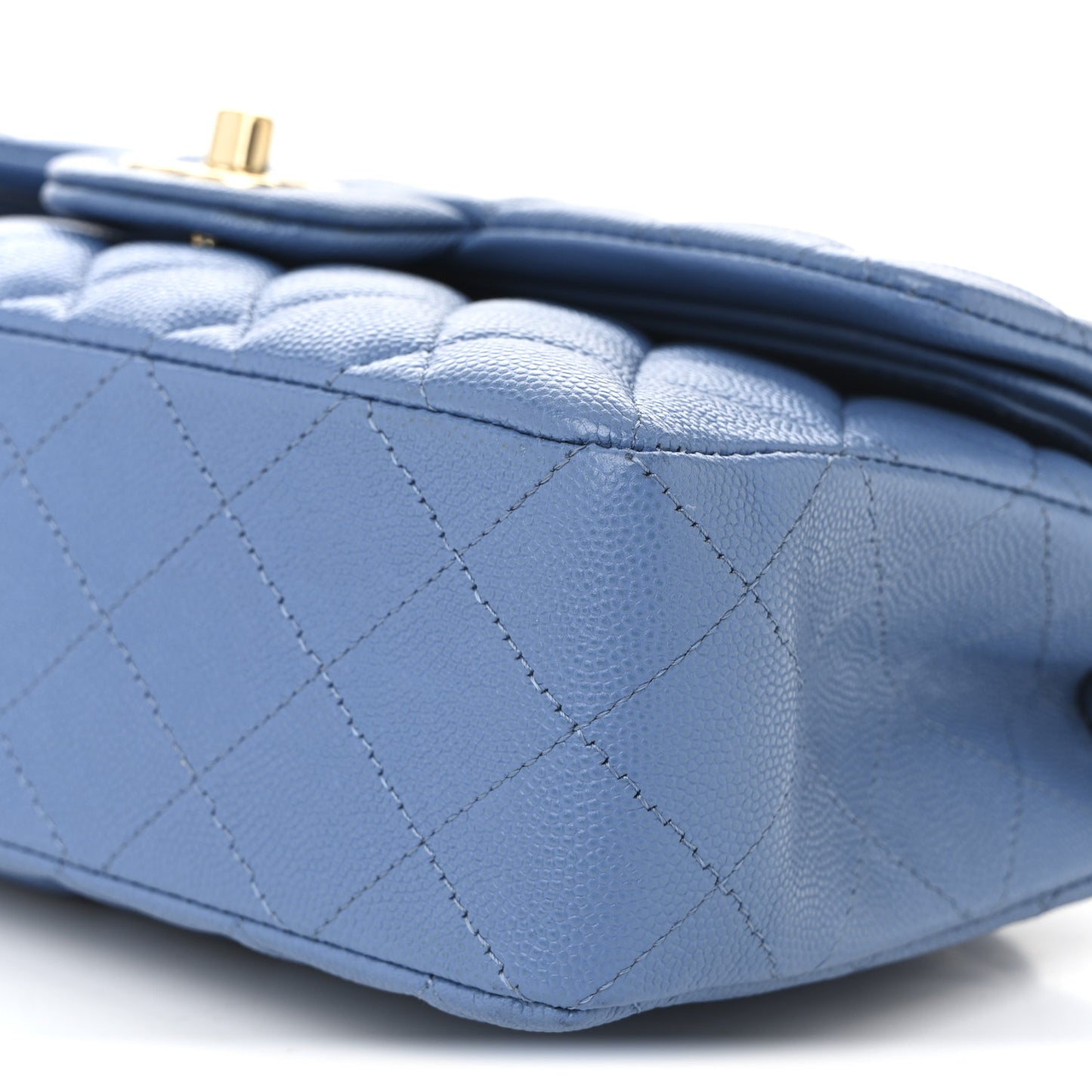 Caviar Quilted Small Double Flap Blue