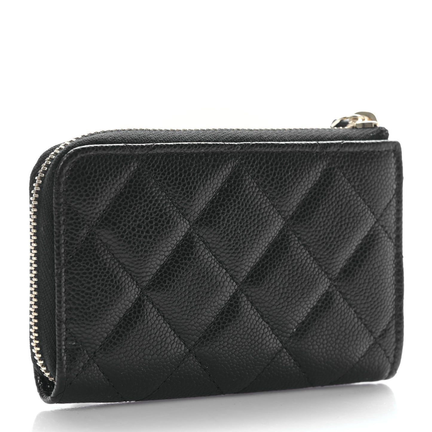 Caviar Quilted Zipped Key Holder Case Black