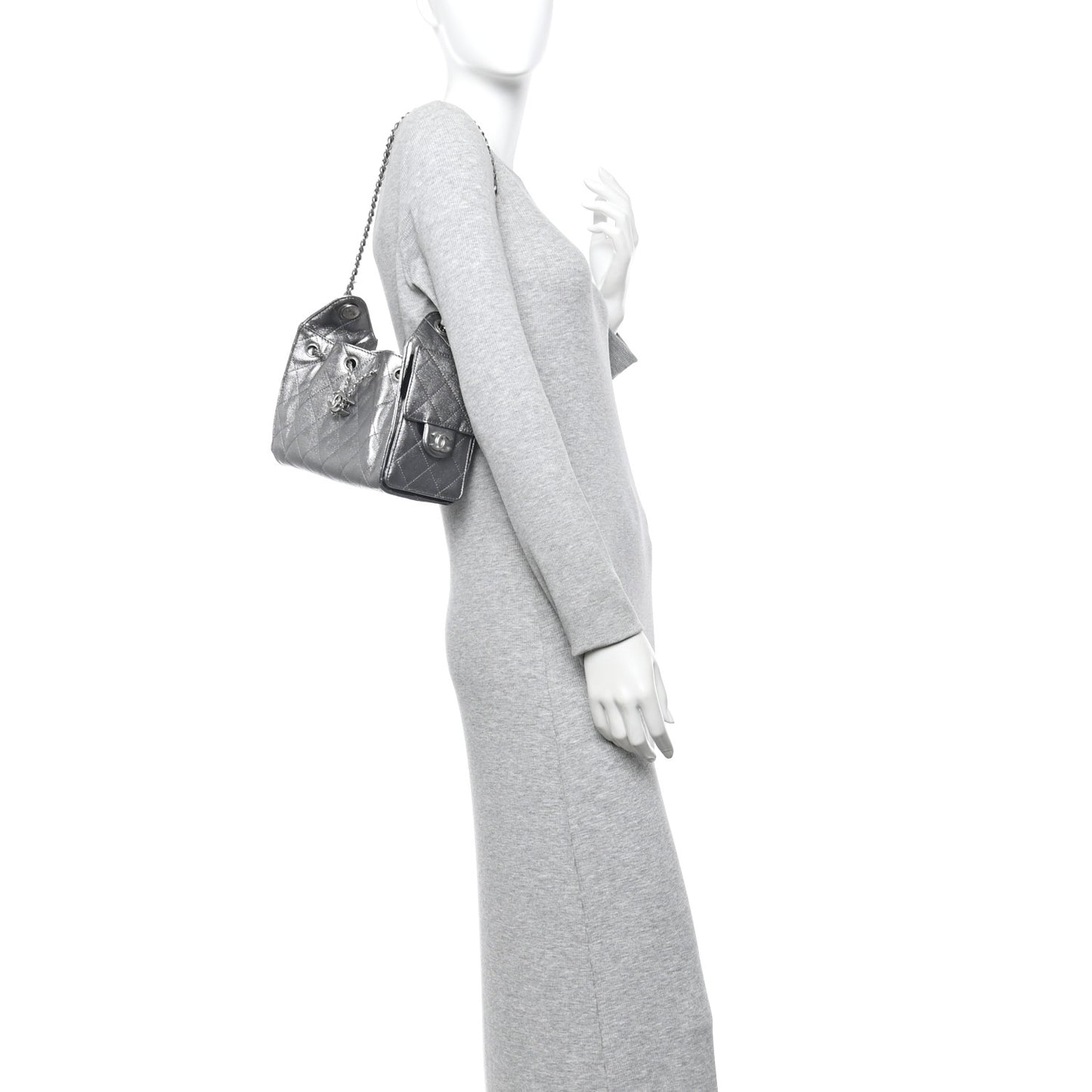 Metallic Caviar Quilted Mini Chanel 25 Handbag Anthracite