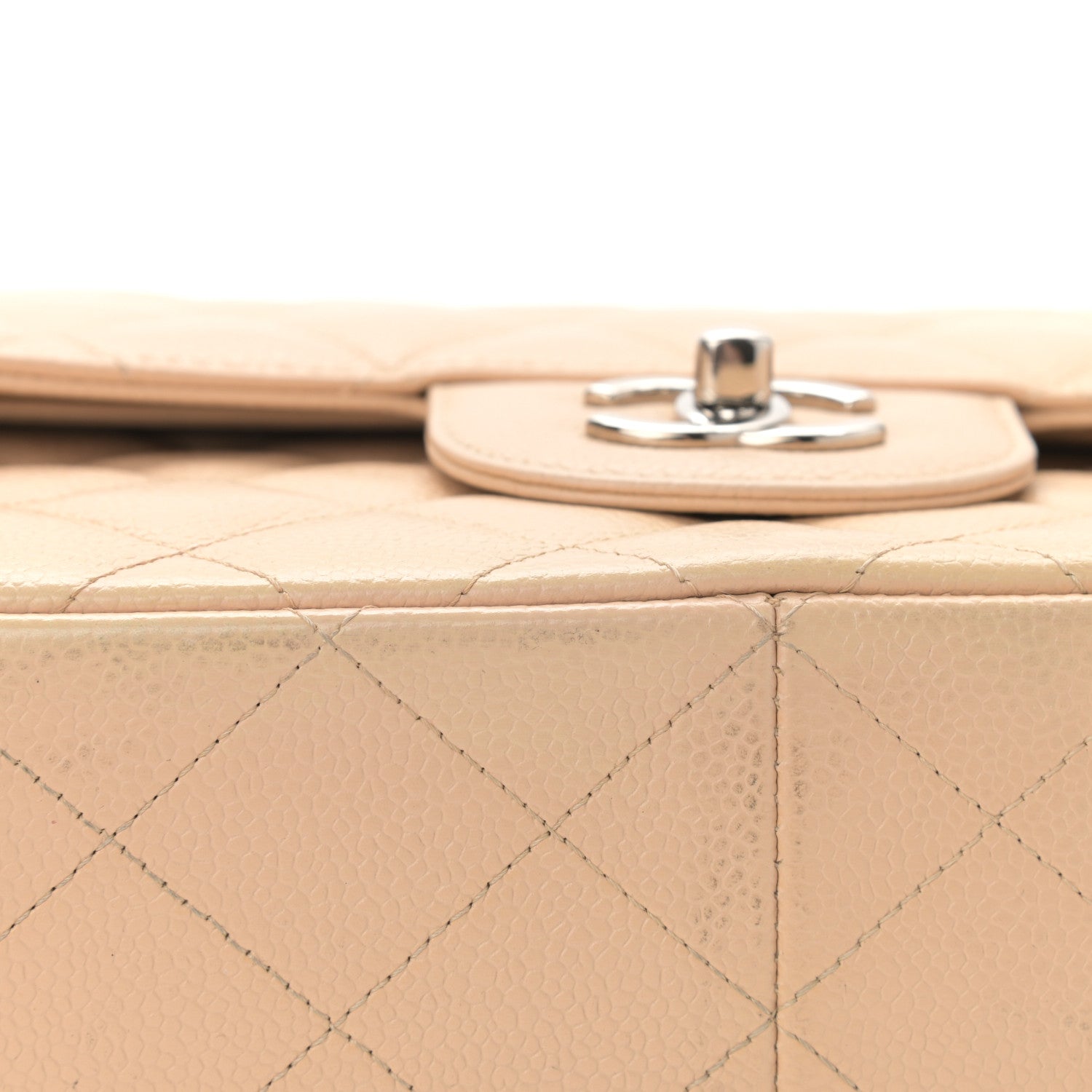 Chanel Caviar Quilted Jumbo Double Flap Light Beige 12 of 16