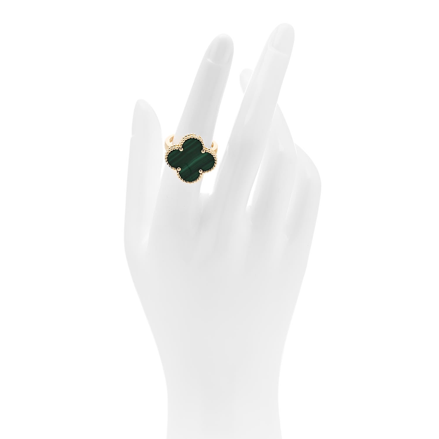 Van Cleef & Arpels 18K Yellow Gold Malachite Magic Alhambra Ring 53 6.5 2 of 5