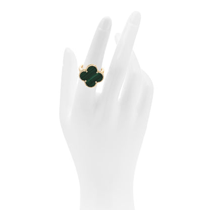 Van Cleef & Arpels 18K Yellow Gold Malachite Magic Alhambra Ring 53 6.5 2 of 5