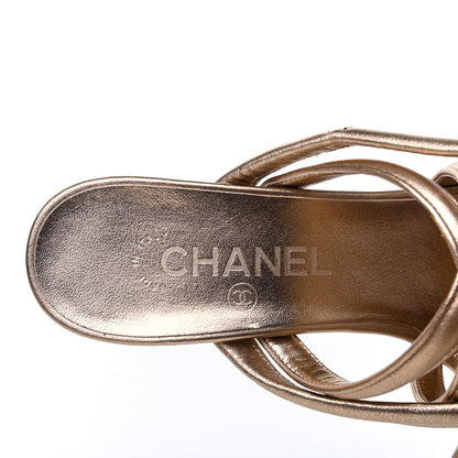 Chanel Laminated Lambskin Gladiator Sandals 39 Gold 7 of 12