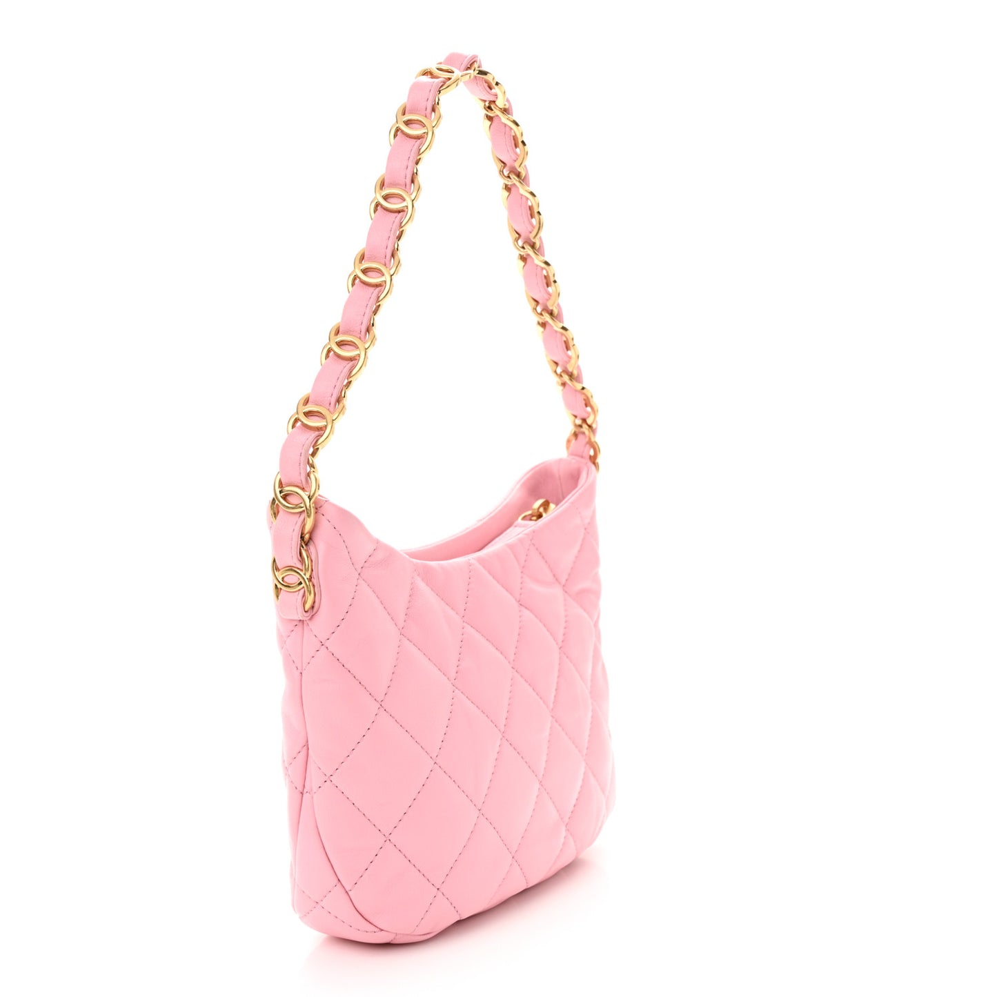 Lambskin Quilted CC Links Hobo Light Pink
