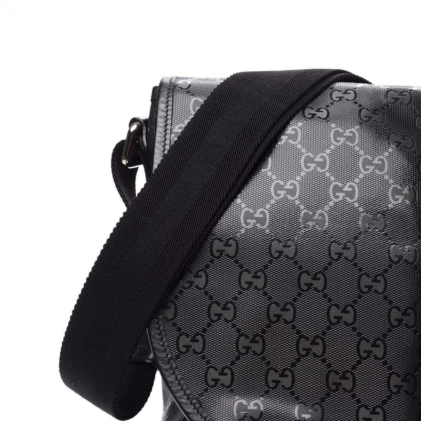 Imprime Monogram Medium Web 500 by Gucci Double Buckle Flap Messenger Bag Black
