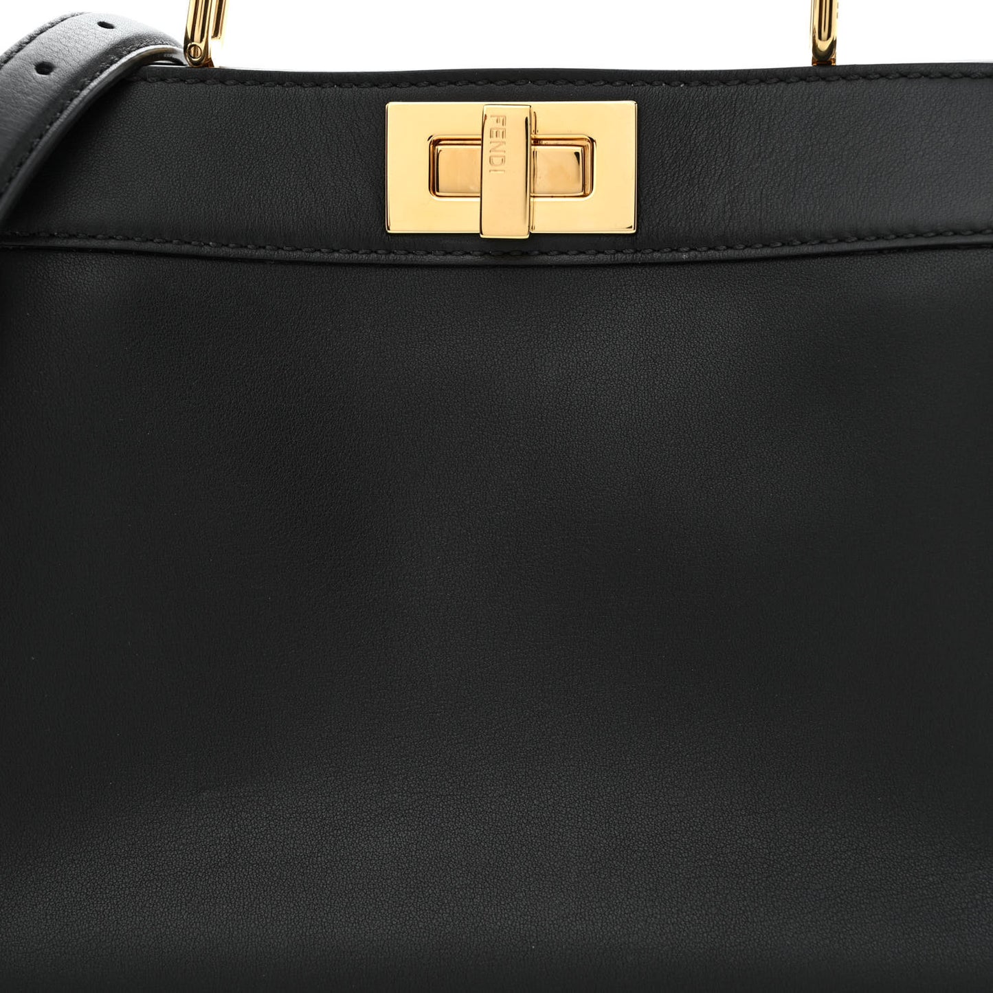 Vitello Seta Nappa Bi-Color Small Peekaboo I SEE U Satchel Black Light Rose Tortora