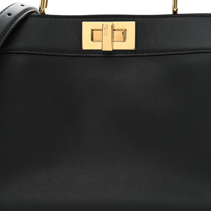 Fendi Vitello Seta Nappa Bi-Color Small Peekaboo I SEE U Satchel Black Light Rose Tortora 9 of 11