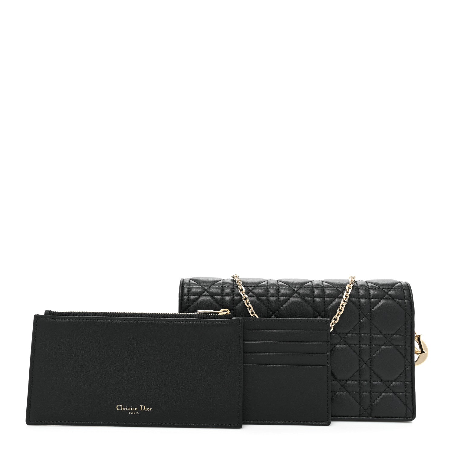 Christian Dior Lambskin Cannage Lady Dior Pouch Black 3 of 11