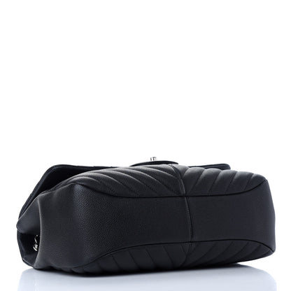 Chanel Caviar Chevron Quilted Large Puffy CC Flap Black 4 of 9