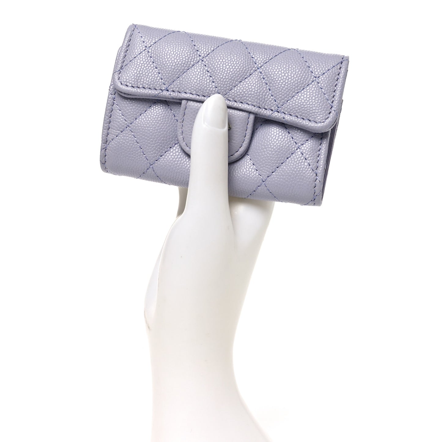 Caviar Quilted Classic 4 Key Holder Wallet Light Purple