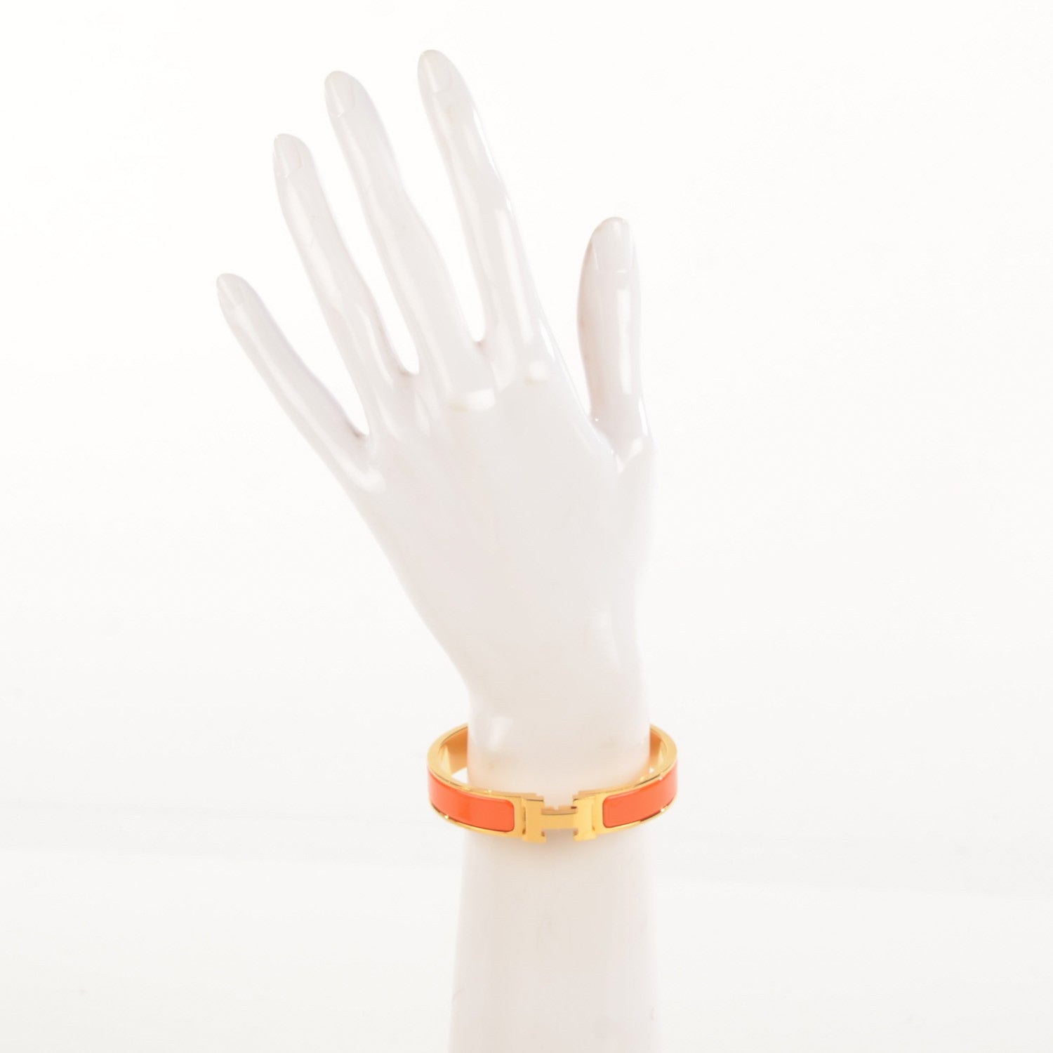 Hermes Enamel Narrow Clic Clac H Bracelet GM Orange 2 of 5