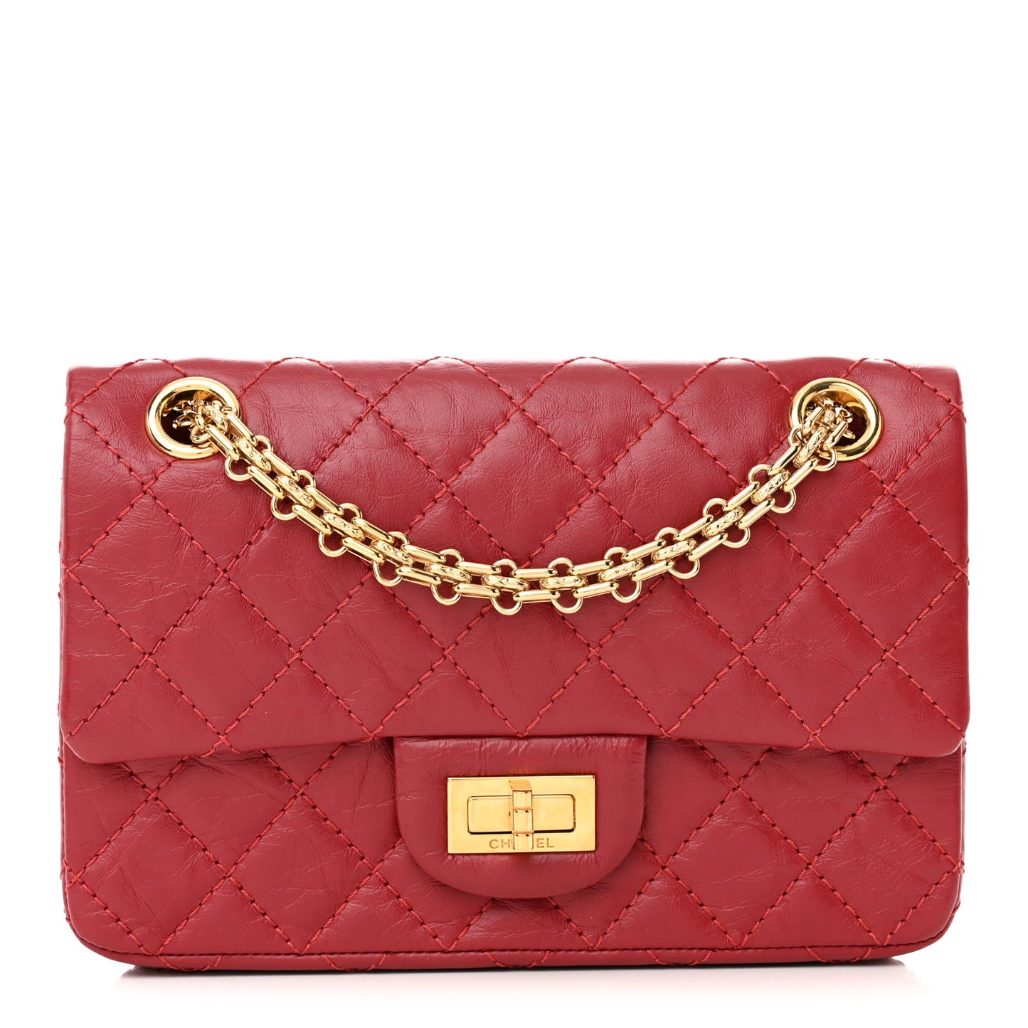 Aged Calfskin Quilted 2.55 Reissue Mini Flap Red