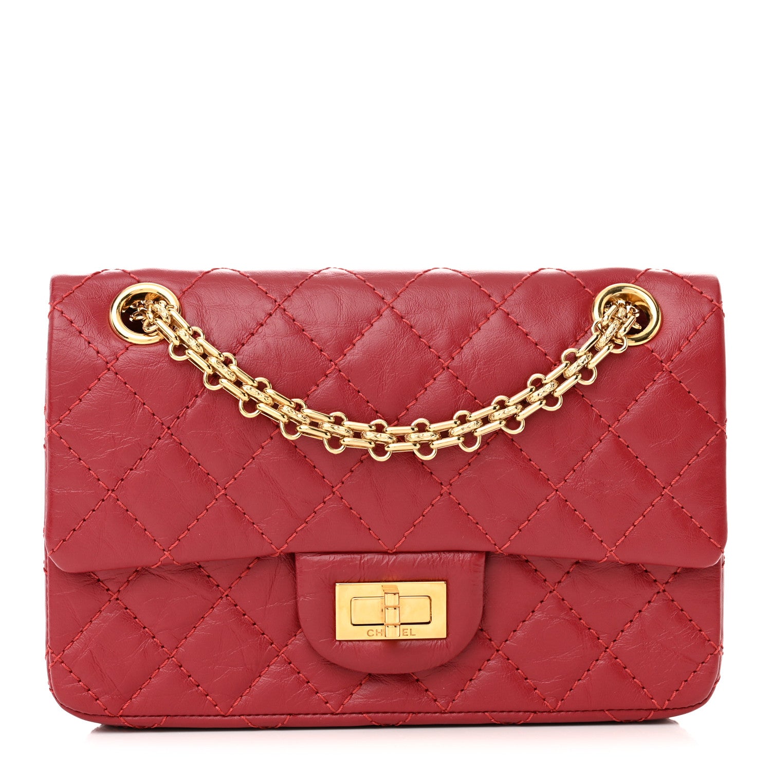 Chanel Aged Calfskin Quilted 2.55 Reissue Mini Flap Red 1 of 11