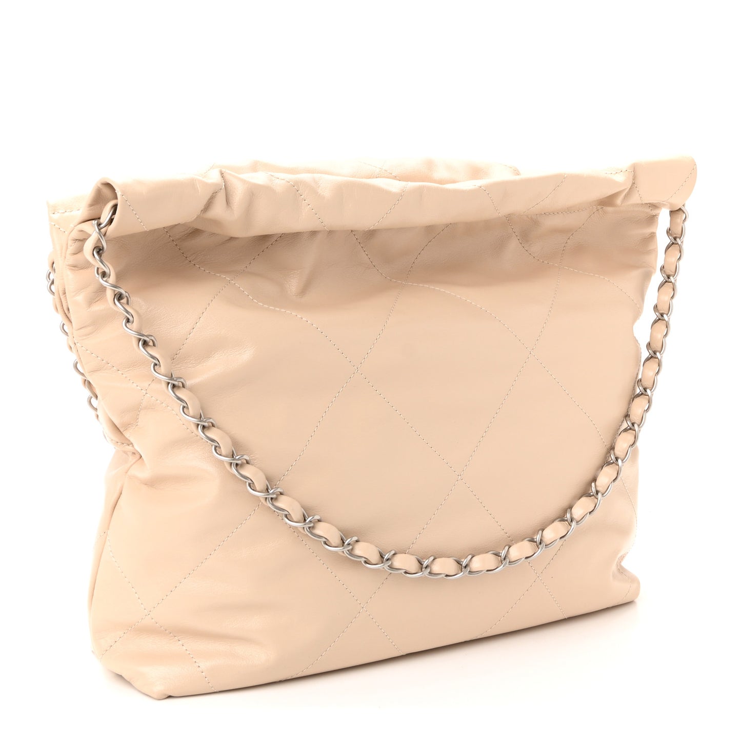 Shiny Calfskin Quilted Small Chanel 22 Ecru