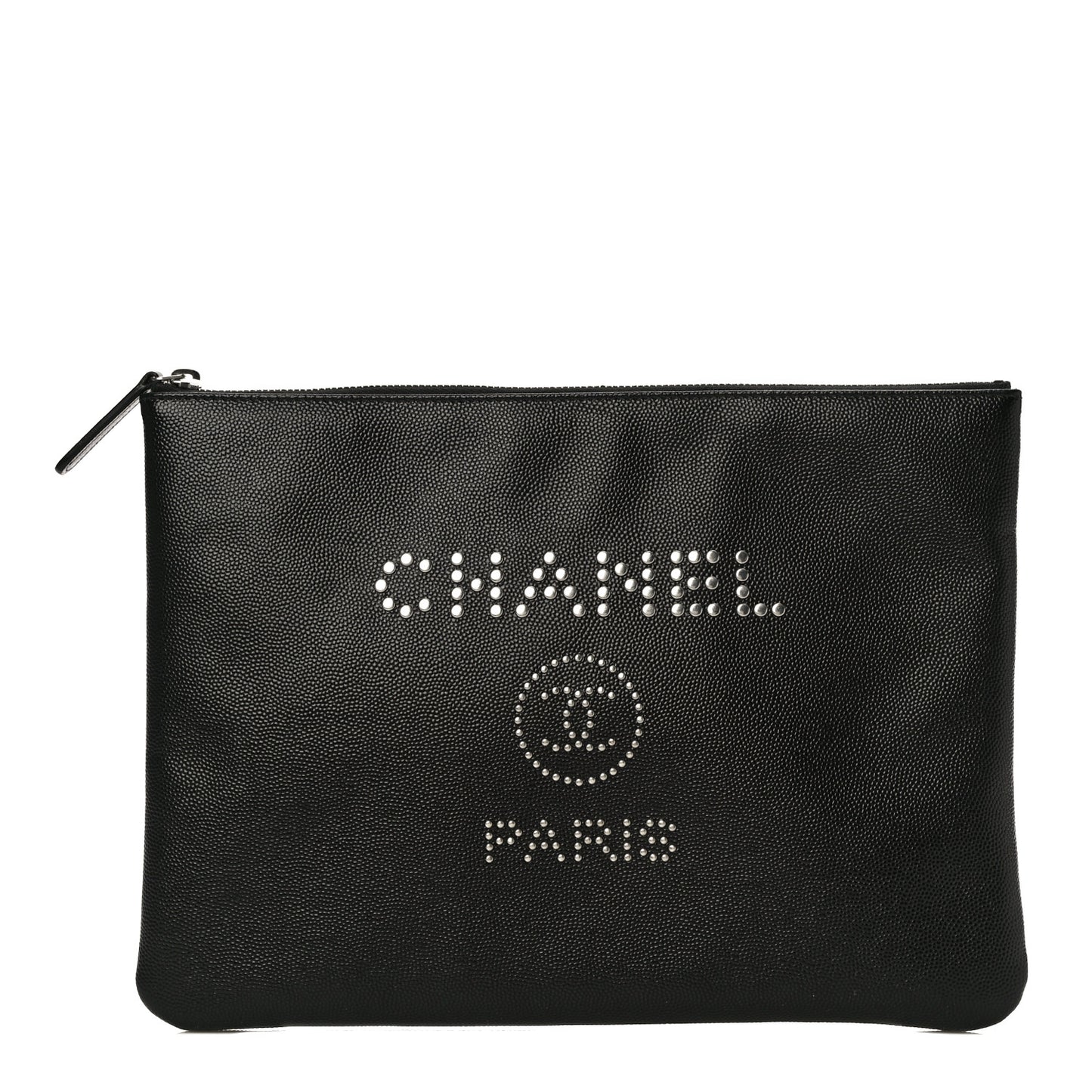 Caviar Studded Medium Deauville Pouch Black