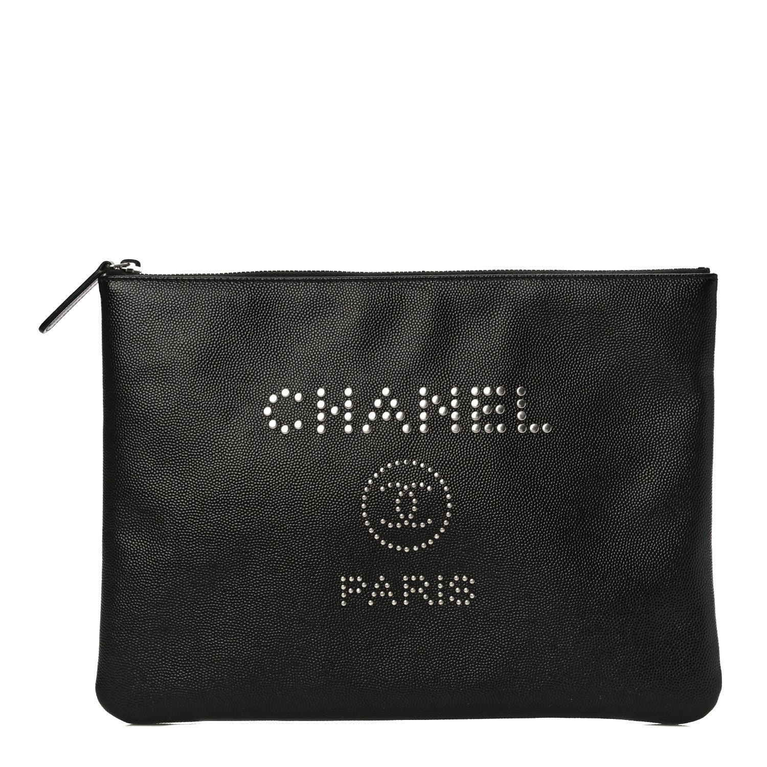 Chanel Caviar Studded Medium Deauville Pouch Black 1 of 10