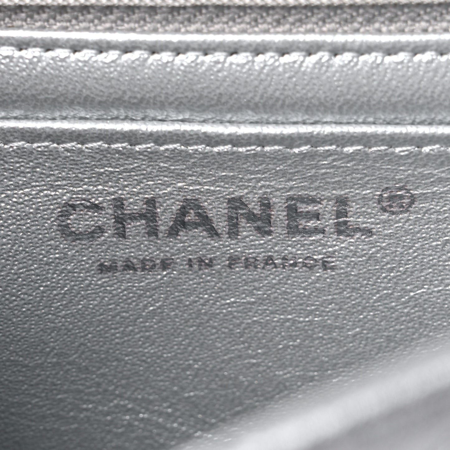 Metallic Lambskin Quilted Mini Square Flap Silver