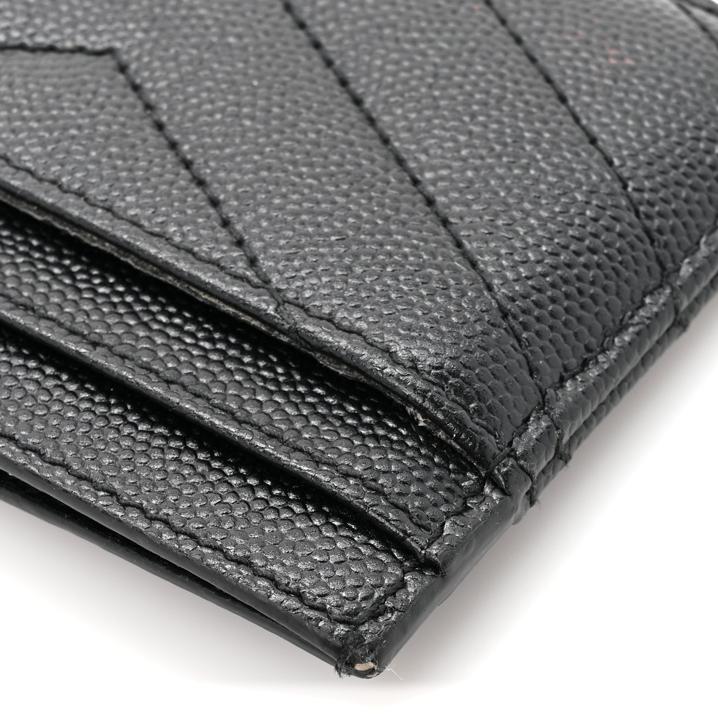 Grain De Poudre Matelasse Chevron Monogram Credit Card Case Black