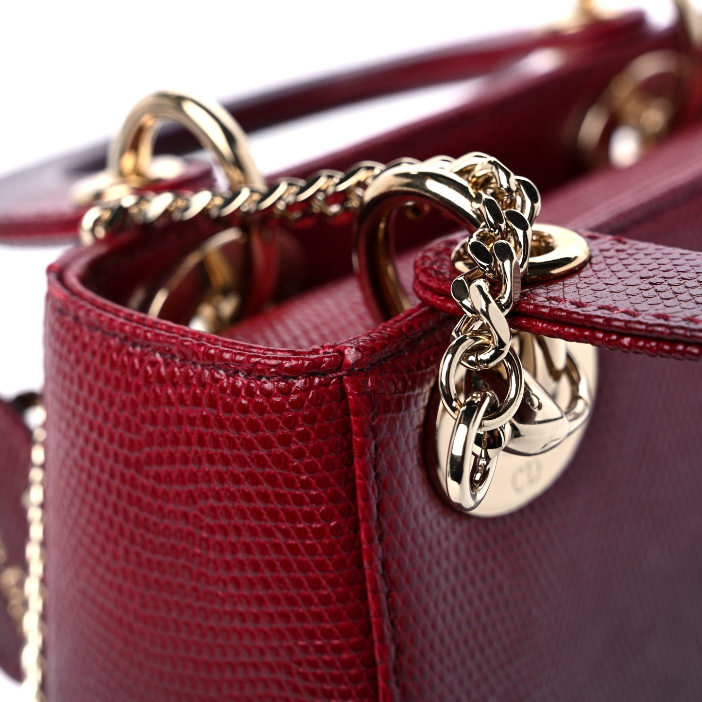 Lizard Gradient Mini Lady Dior Red